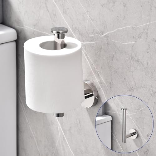TASTOS Polished Chrome Toilet Paper Holder SUS304 Stainless Steel, Modern Round Tissue Roll Holders Wall Mount, Toilet Paper Roll Dispenser Bathroom 5 inch TP Holder for Kitchen Washroom - Image 3