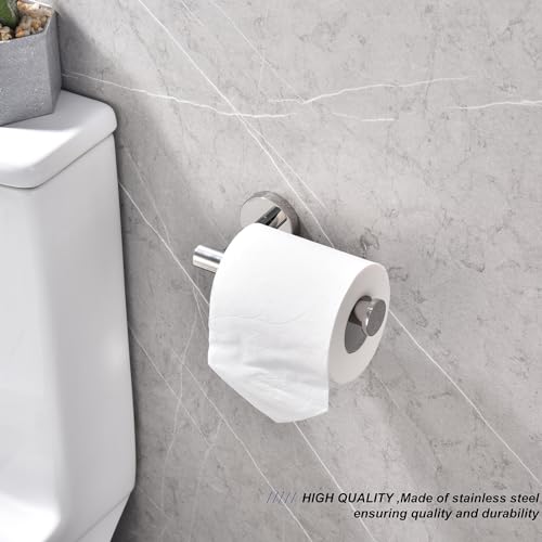 TASTOS Polished Chrome Toilet Paper Holder SUS304 Stainless Steel, Modern Round Tissue Roll Holders Wall Mount, Toilet Paper Roll Dispenser Bathroom 5 inch TP Holder for Kitchen Washroom - Image 2