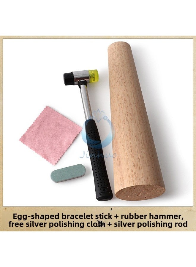 Alloy Bracelet Ring Plastic Ring Bar Measuring Instrument Deformation Repair Bar Correction Glue Hammer Hitting Gold Tool Set-Model:Alloy Bracelet Ring 450g + White Harbor Measuring Belt - Image 5