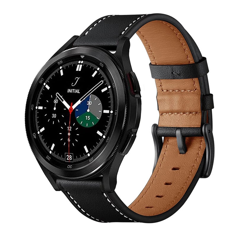 KASTWAVE 20mm Leather Bands Compatible with Samsung Galaxy Watch 4/4 Classic 40mm 44mm 42mm 46mm (2021) – Leather Strap - Image 1