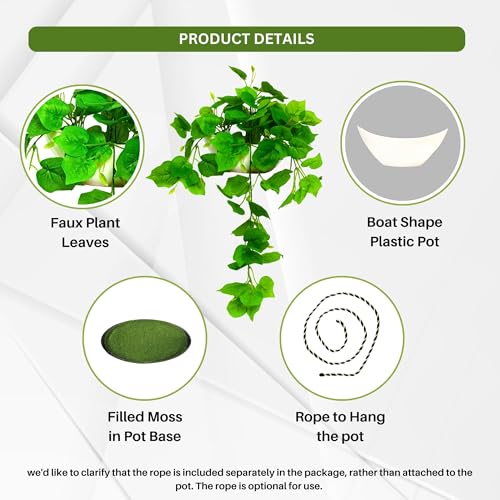 fancymart Elegant Artificial Plant Falling Leaves with Pot for Home & Office Decor – Versatile Potted Plant for Tabletop, Shelves, or Hanging Display - Image 2