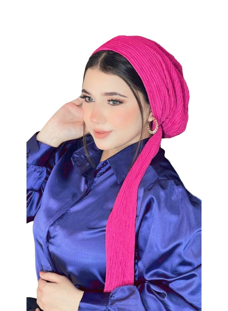 طرحة مكرمش فاخرة للنساء – تصميم عصري مريح – لون بينك أنيق – خامة خفيفة عالية الجودة لإطلالة راقية