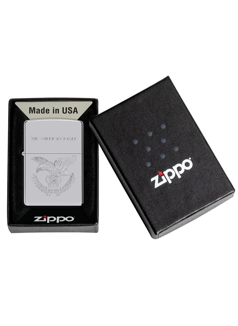 Ae184098 250 Eagle With Crown High Polish Chrome Windproof Lighter