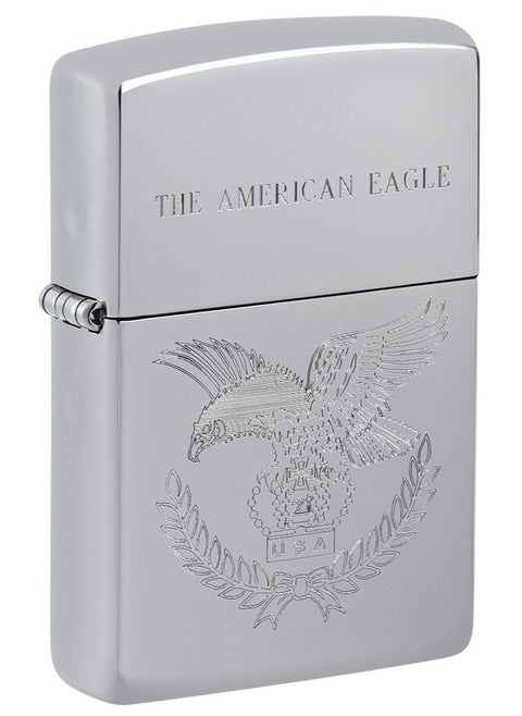 Ae184098 250 Eagle With Crown High Polish Chrome Windproof Lighter