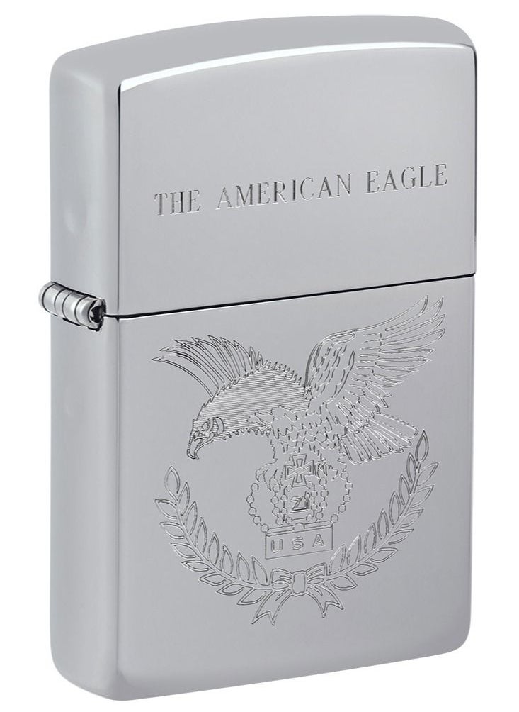 Ae184098 250 Eagle With Crown High Polish Chrome Windproof Lighter