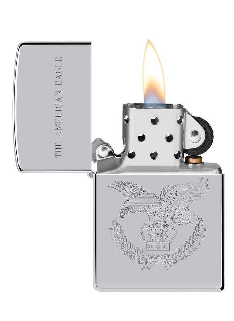 Ae184098 250 Eagle With Crown High Polish Chrome Windproof Lighter