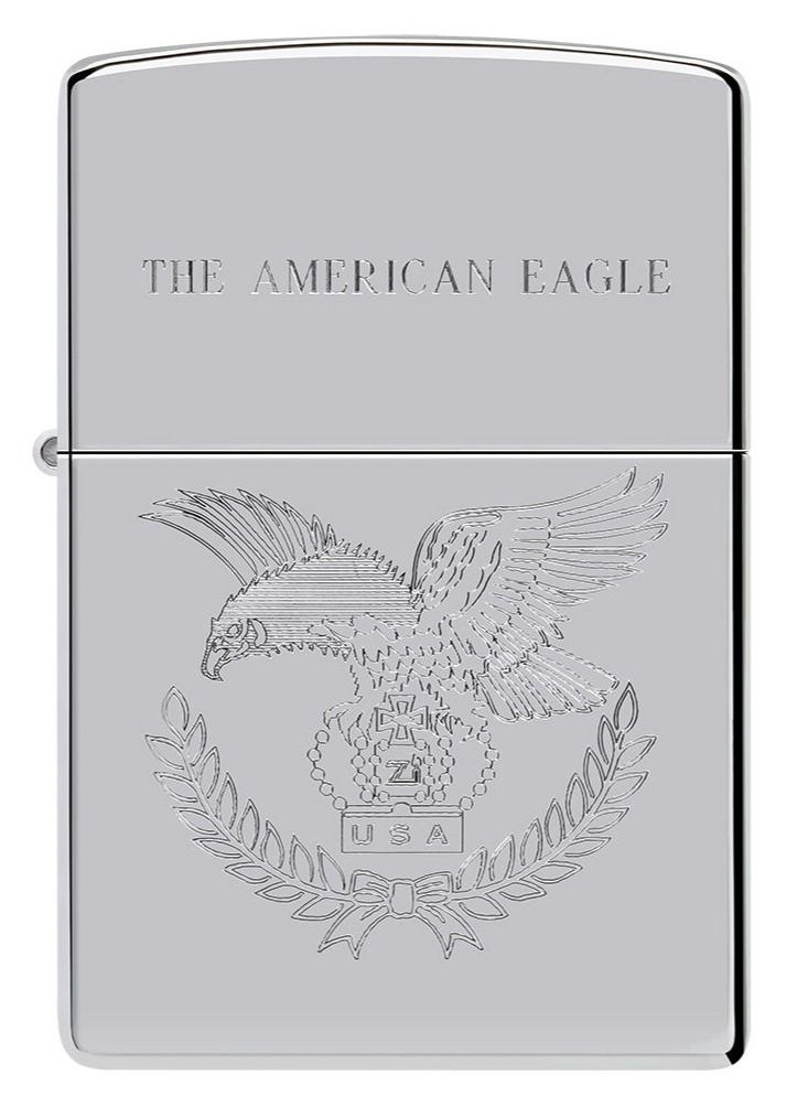Ae184098 250 Eagle With Crown High Polish Chrome Windproof Lighter