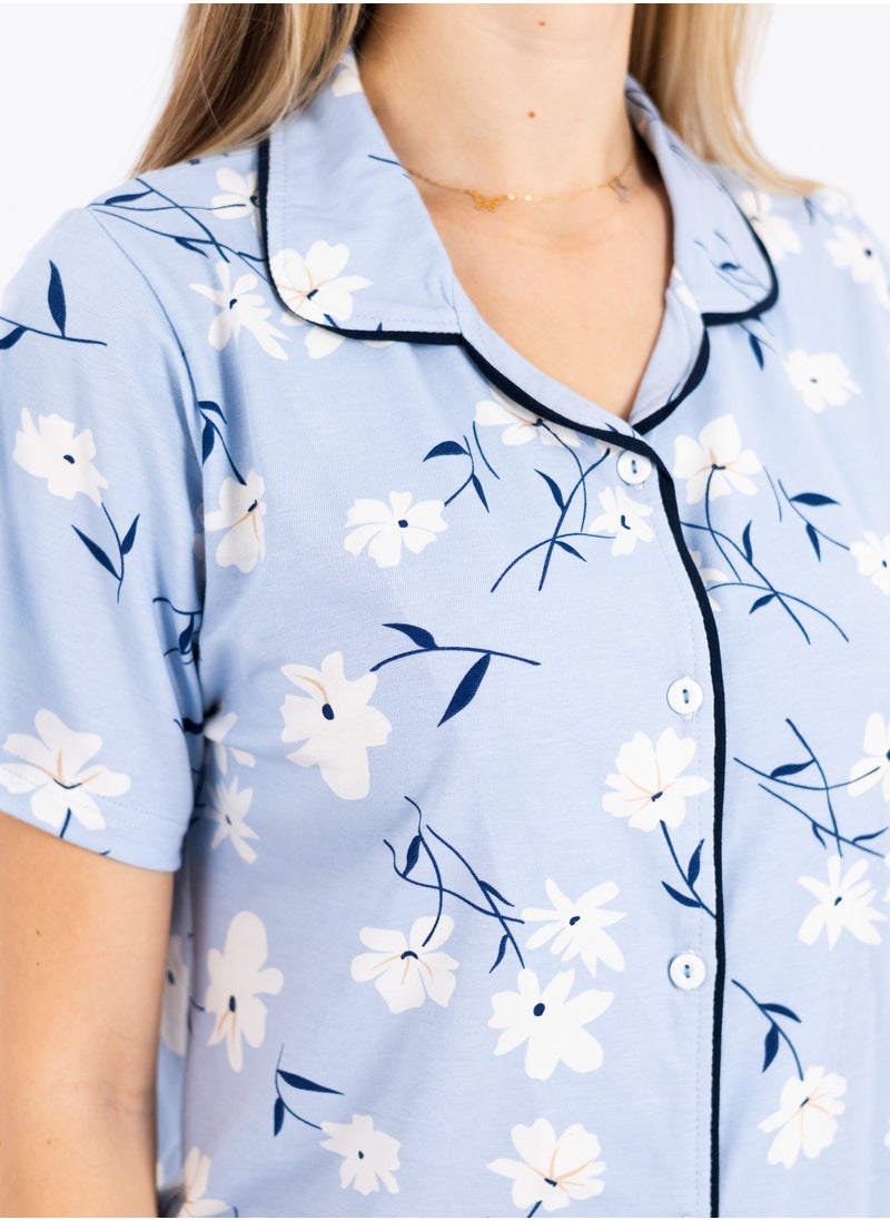 zecotex  - Women's Classic Pajama Set | Soft Ribbed Cotton Sleepwear | Two-Piece Summer Loungewear | Comfortable Homewear for Women - Image 1