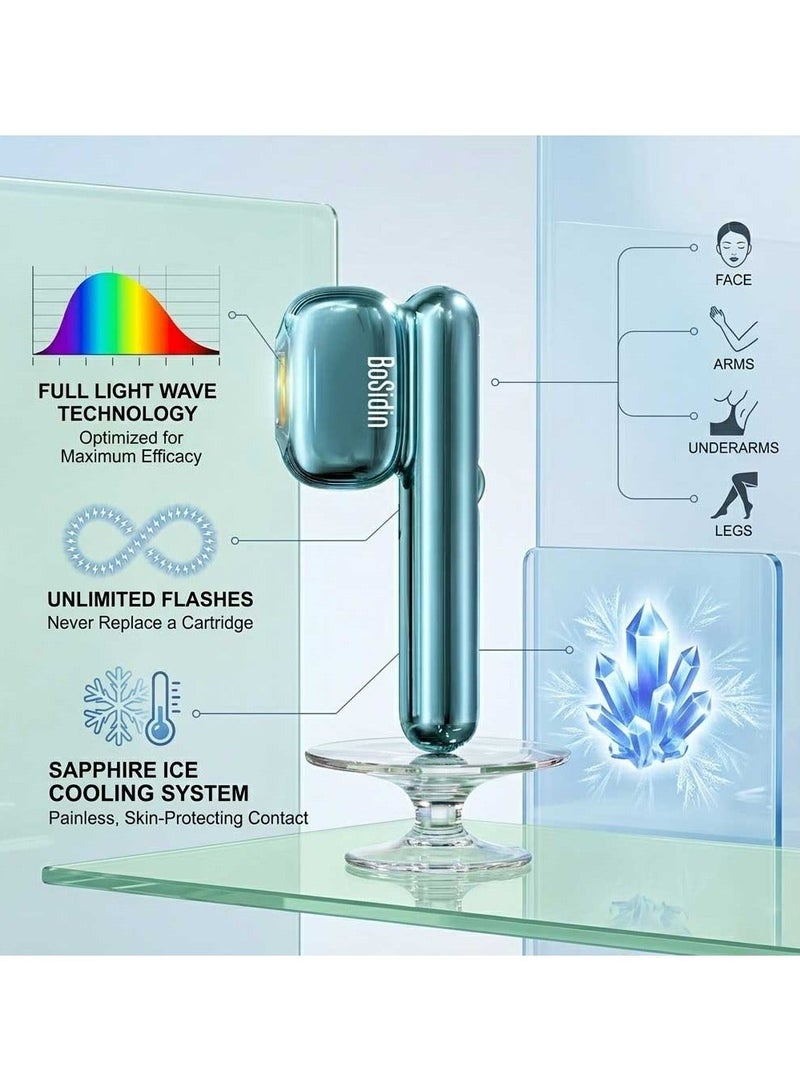 BoSidin IPL Ultra-light Laser Hair Removal Device with Full light Wave Technology, Unlimited Flashes and Sapphire Ice Cooling System for Face, Arms, Underams and Legs - Image 4