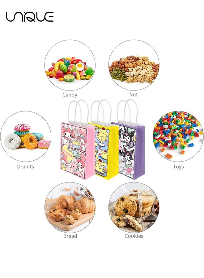 Unique Kraft Gift Bags - 5Pcs Paper Bags with Handles - 5 Styles Reusable Party Bags - Colourful Gift Bags - for Kid's Birthday Party Supplies, Holiday Treat Box, Children's Candy Packaging Bag - Image 3