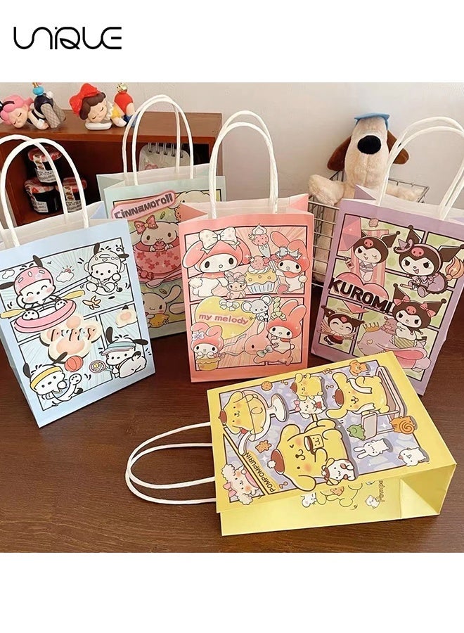 Unique Kraft Gift Bags - 5Pcs Paper Bags with Handles - 5 Styles Reusable Party Bags - Colourful Gift Bags - for Kid's Birthday Party Supplies, Holiday Treat Box, Children's Candy Packaging Bag - Image 4