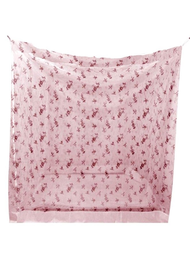 ans Dreams Polycotton Mosquito Net for Double Bed (Printed, Pink) - Image 1