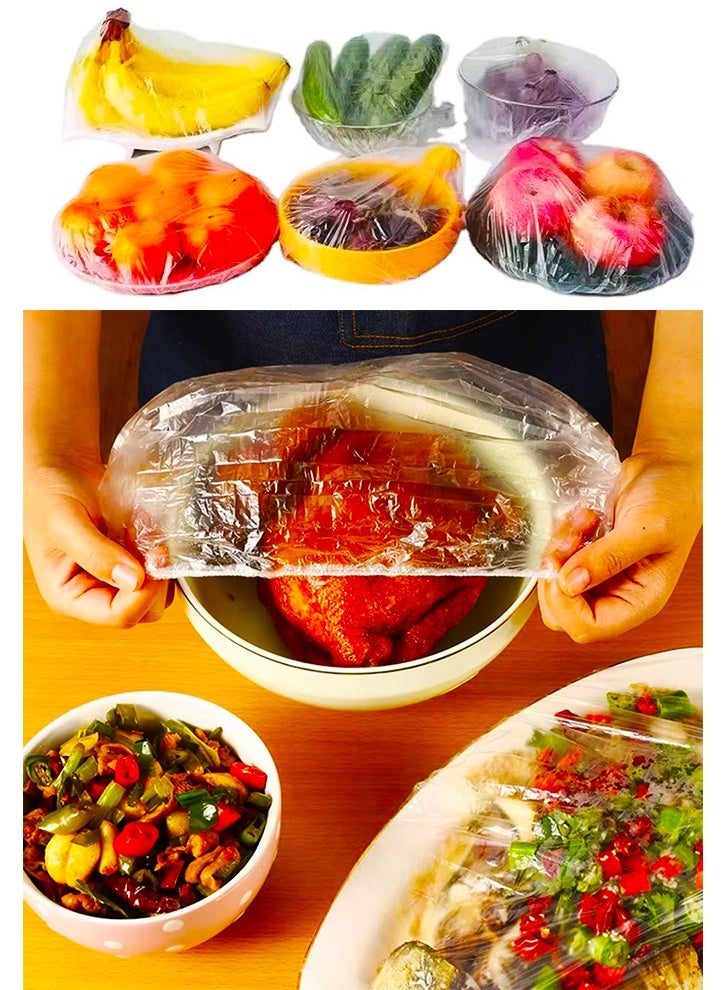 SAKOON 100 PCS Disposable Elastic Food Covers, Fresh Keeping Bags, Stretch Plastic Food Storage Covers for Bowls, Plates & Containers, Transparent Cling Film Wrap, Fridge & Kitchen Food Saver - Image 2