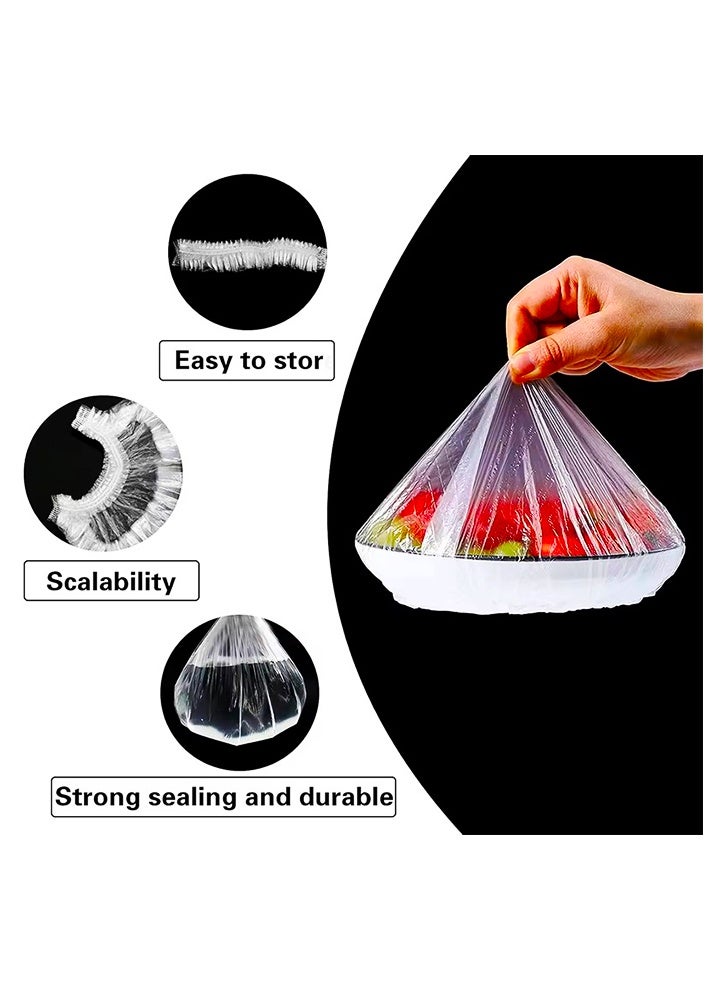 SAKOON 100 PCS Disposable Elastic Food Covers, Fresh Keeping Bags, Stretch Plastic Food Storage Covers for Bowls, Plates & Containers, Transparent Cling Film Wrap, Fridge & Kitchen Food Saver - Image 3