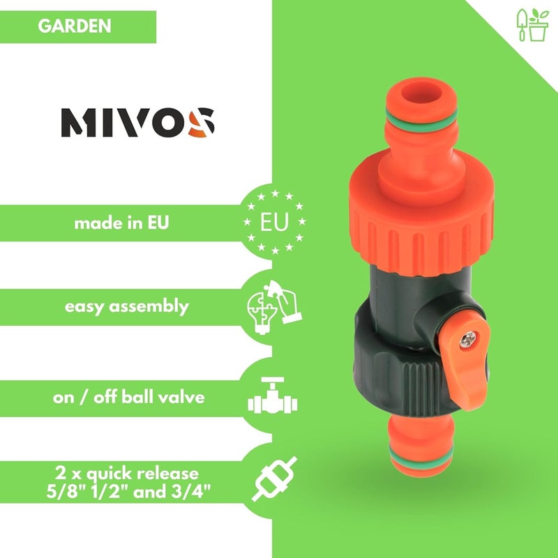 MIVOS اقتران خرطوم لتوصيل خرطومين مع وصلات سريعة مثبتة، موصل خرطوم الحديقة مع صمام تنظيم، قابس توصيل خرطوم - Image 2