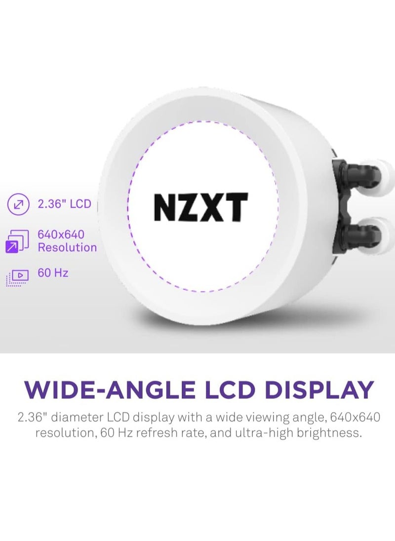 NZXT - Kraken Elite RGB 360mm AIO CPU Liquid Cooler - Customizable 2.36" LCD Display for GIFS, Images, Performance Metrics - High-Performance Pump - 3 x F120 RGB Core Fans - Image 1