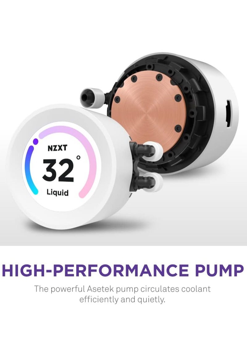 NZXT - Kraken Elite RGB 360mm AIO CPU Liquid Cooler - Customizable 2.36" LCD Display for GIFS, Images, Performance Metrics - High-Performance Pump - 3 x F120 RGB Core Fans - Image 1
