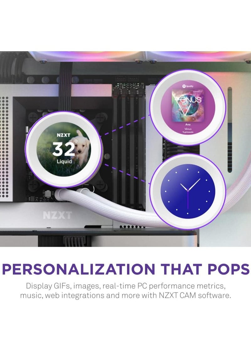 NZXT - Kraken Elite RGB 360mm AIO CPU Liquid Cooler - Customizable 2.36" LCD Display for GIFS, Images, Performance Metrics - High-Performance Pump - 3 x F120 RGB Core Fans - Image 1
