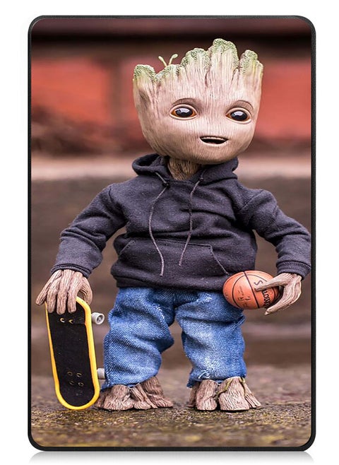 Protective Flip Case For Apple iPad Pro 13 (2024) With Trifold Stand Auto Wake Sleep Shockproof Cover Groot with skates