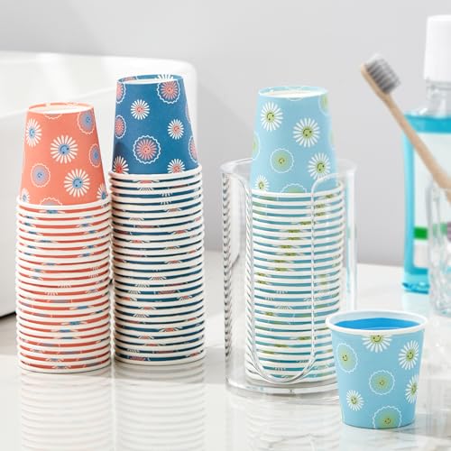 SIUQ 300 Pack 3 oz Paper Cups, Disposable Bathroom Cups, Small Mouthwash Cup, Hot/Cold Beverage Drinking Cups, Mini Paper Cups for Bathroom, Birthday Party, Travel, Events, Picnic, BBQ (Daisy) - Image 4