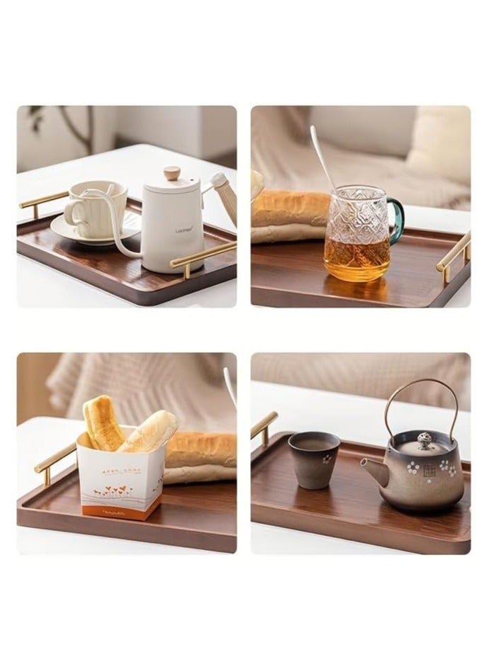 GUDOO Wooden Tray,Large Bamboo Serving Tray With Handles,Snack Tray,Dessert Tray,Breakfast Dinner Food Tray,Desserts,Cakes,Tea Cups,Coffee Tea Serving Tray For Home Hotel Restaurant - Image 3