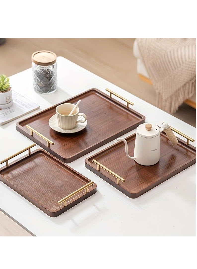GUDOO Wooden Tray,Large Bamboo Serving Tray With Handles,Snack Tray,Dessert Tray,Breakfast Dinner Food Tray,Desserts,Cakes,Tea Cups,Coffee Tea Serving Tray For Home Hotel Restaurant - Image 4