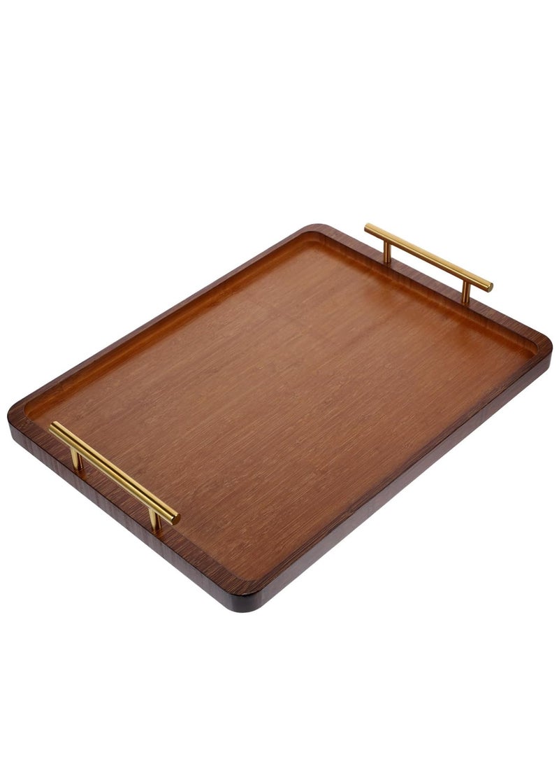 GUDOO Wooden Tray,Large Bamboo Serving Tray With Handles,Snack Tray,Dessert Tray,Breakfast Dinner Food Tray,Desserts,Cakes,Tea Cups,Coffee Tea Serving Tray For Home Hotel Restaurant - Image 5