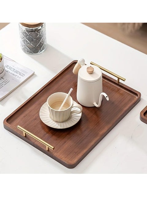 Wooden Tray,Large Bamboo Serving Tray With Handles,Snack Tray,Dessert Tray,Breakfast Dinner Food Tray,Desserts,Cakes,Tea Cups,Coffee Tea Serving Tray For Home Hotel Restaurant