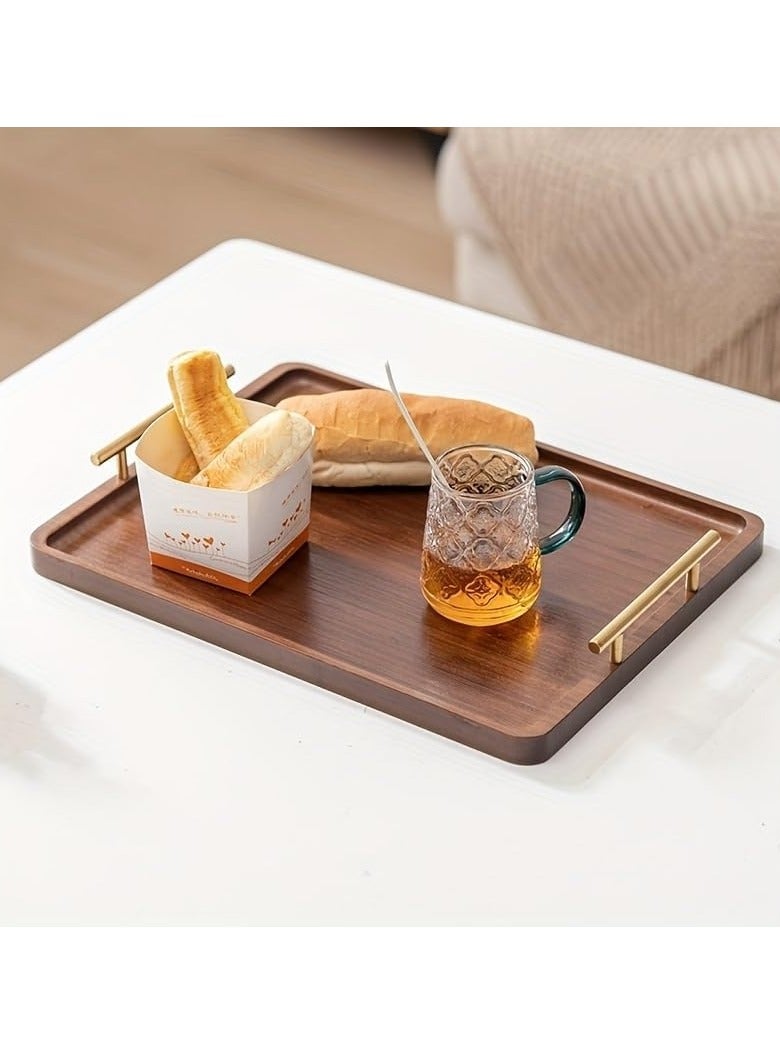GUDOO Wooden Tray,Large Bamboo Serving Tray With Handles,Snack Tray,Dessert Tray,Breakfast Dinner Food Tray,Desserts,Cakes,Tea Cups,Coffee Tea Serving Tray For Home Hotel Restaurant - Image 2