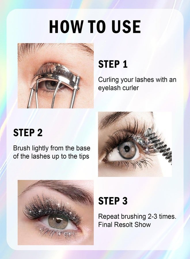 Jutqut 3PCS Glitter Mascara, Define Long Lasting & Waterproof Curling Eyelashes, Diamond Sparkle Mascara, Voluminous Lengthening for Women Party Stage Use - Image 5