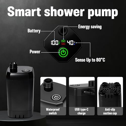 Motivekit Portable Camping Shower 53 Gallons Foldable Bucket 6000mAh Rechargeable Shower Pump 6 7 Filtered Shower Head Summer Beach Outdoor Showering Hiking Pet Bath RV Car Wash Water Plant - Image 3