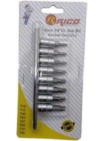 RICO RC7023 1/4" Torx Bit Set with Socket 8 Pieces (37L)  - Image 2