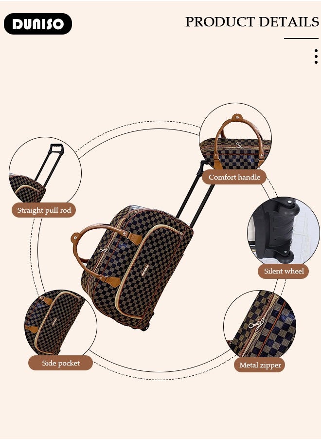 DUNISO Rolling Duffle Bag for Women, Large Capacity Travel Handbag with Adjustable Pull Rod, Portable Multi-pocket Luggage Trolley Bag for School, Work business Ttrips  - Image 2