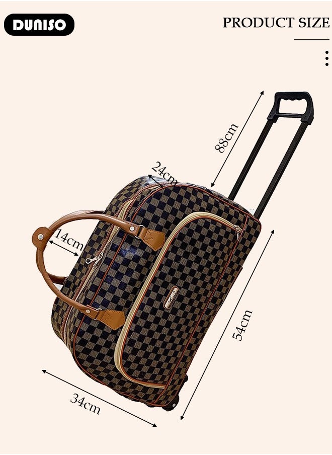 DUNISO Rolling Duffle Bag for Women, Large Capacity Travel Handbag with Adjustable Pull Rod, Portable Multi-pocket Luggage Trolley Bag for School, Work business Ttrips  - Image 4