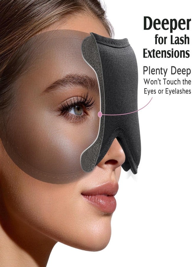 YFONG Sleep Mask for Lash Extensions, Bamboo Viscose & 100% Blackout Eye Mask for Sleeping Women Men, Soft 3D Contoured Zero Eye Pressure Blindfold for Travel, Breathable & Adjustable Eye Cover, Black - Image 3