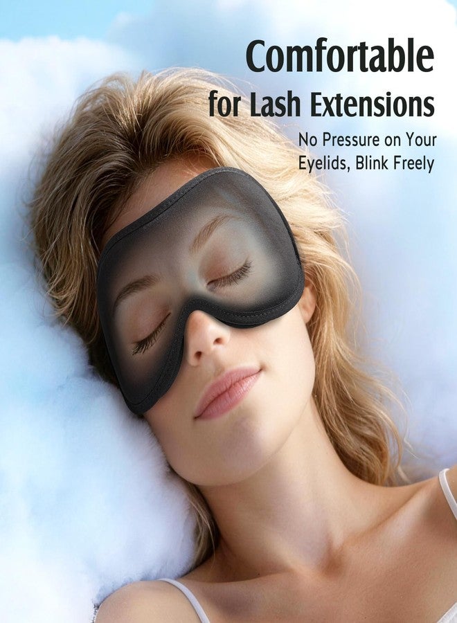YFONG Sleep Mask for Lash Extensions, Bamboo Viscose & 100% Blackout Eye Mask for Sleeping Women Men, Soft 3D Contoured Zero Eye Pressure Blindfold for Travel, Breathable & Adjustable Eye Cover, Black - Image 2