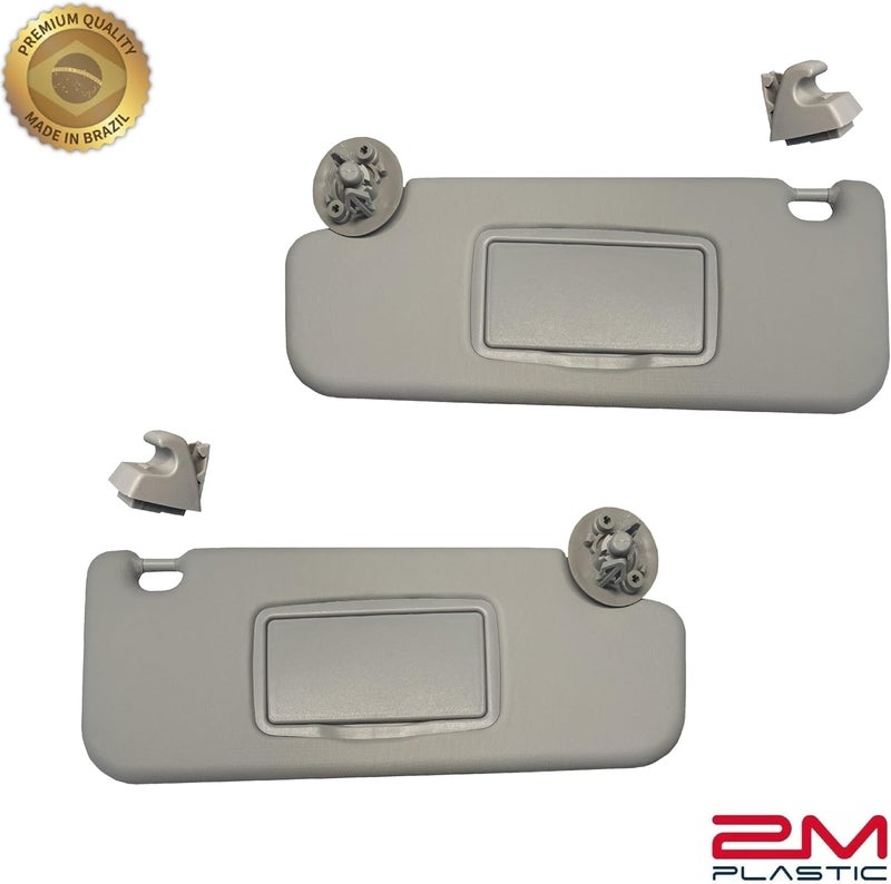 2M PLASTIC Sun Visor fits for Chevy Sonic 2012-2020 Spark 2011-2022 Gray Replacement Brand (Gray Pair + Support) - Image 2