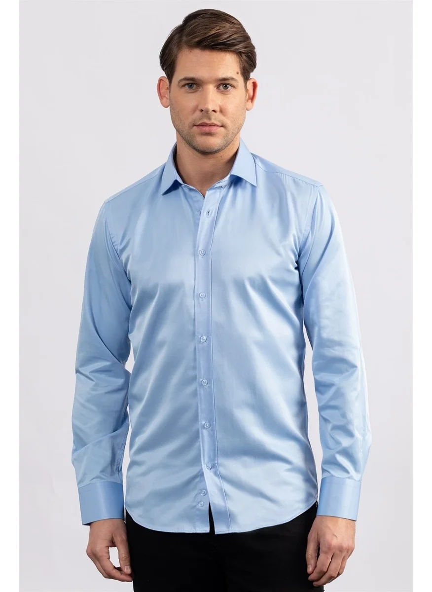 Tudors Modern Slim Fit Plain Satin Men's Shirt