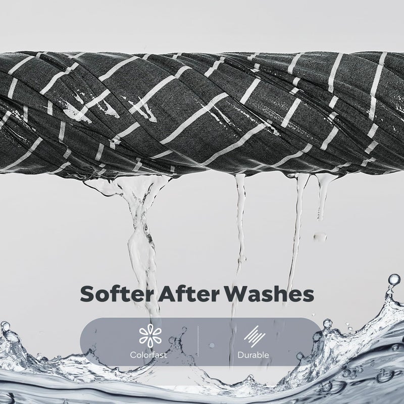 JELLYMONI Cotton Duvet Cover Twin Size - Gray Pinstriped Comforter Cover with Button 100% Washed Cotton 2PCS Breathable Soft Solid Bedding Set Duvet Cover 68×90in & 1 Pillowcase (NO Comforter) - Image 4