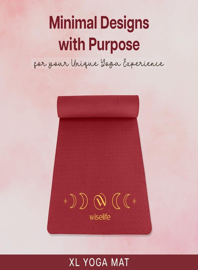 WiseLife Grande XL 6 MM TPE Yoga Mat for Men & Women | Extra Thick, Long & Wide Premium Exercise Mat with Yoga Strap | Anti-Slip & Anti-Tear Ideal for Yoga, Pilates, Home Workouts & Gym Use (Maroon) - Image 3