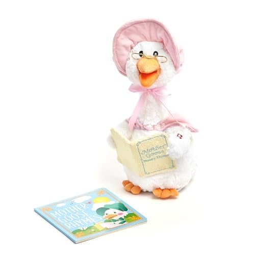 Cuddle Barn Mother Goose ReadAlong Pink Animated Bird Plush with Mouth Movement Recites 7 Nursery Rhymes Comes with Board Book 14 inches - Image 1