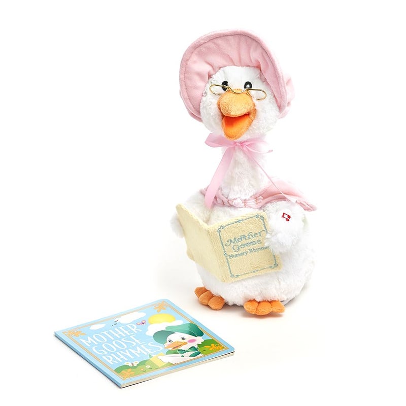 Cuddle Barn Mother Goose ReadAlong Pink Animated Bird Plush with Mouth Movement Recites 7 Nursery Rhymes Comes with Board Book 14 inches - Image 3