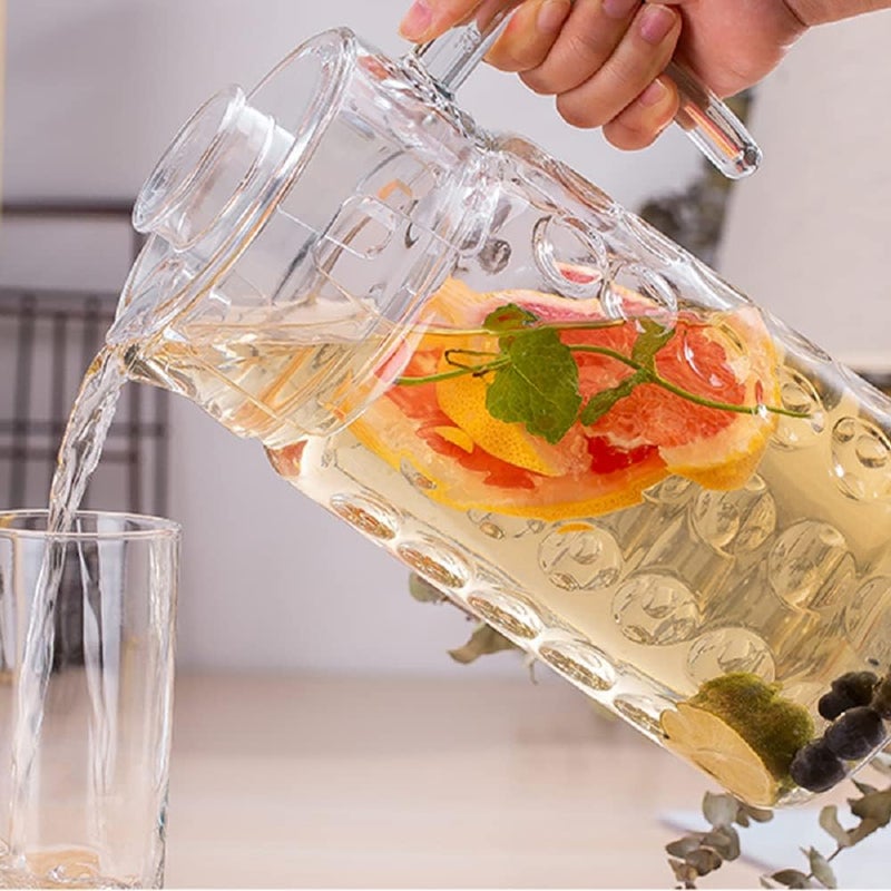 FINSTER إبريق مياه فينستر الإيطالي الفاخر - 1800 مل زجاج مع غطاء، إبريق شاي مثلج، ماء ساخن وبارد، قوارير نبيذ وعصير - Image 2