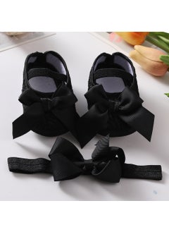 Generic Baby shoes hair band suit European and American cute bow princess shoes 0-3-6-9-12month baby shoes insXSX063 black + hair band XSX063 black + hair band 
