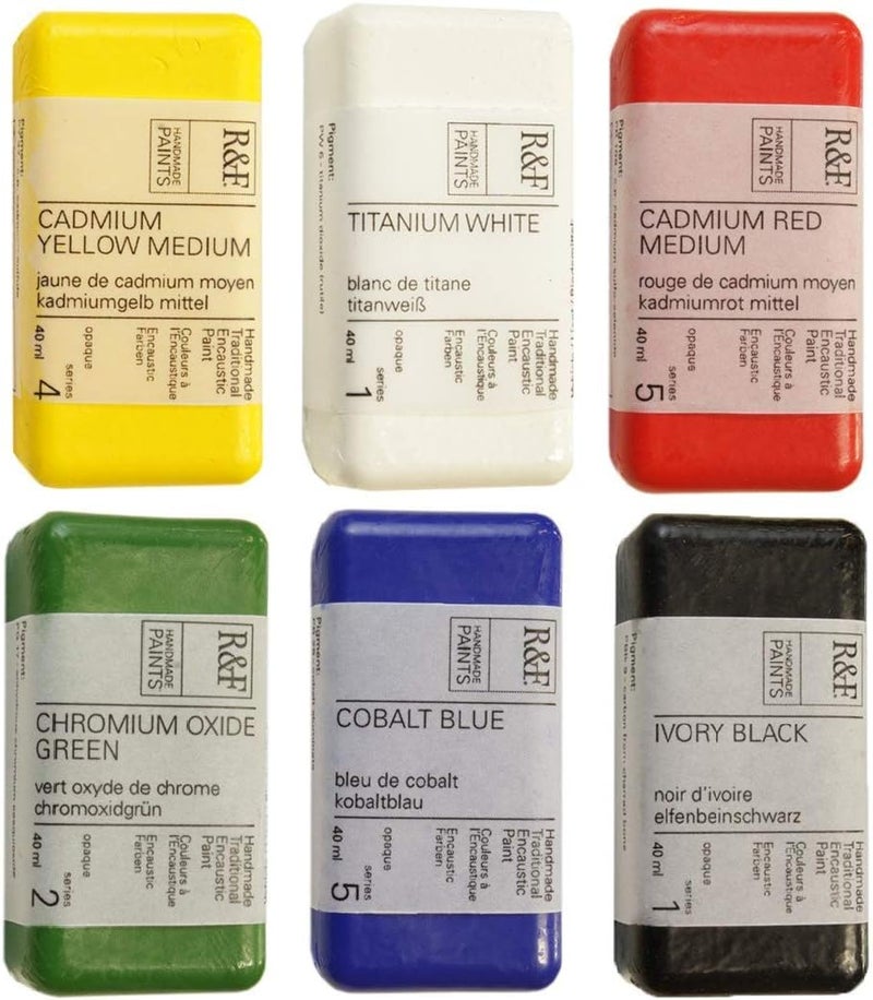 R&F Handmade Paints Encaustic Paint Set - 6 Opaque Colors with Encausticbord - Image 4