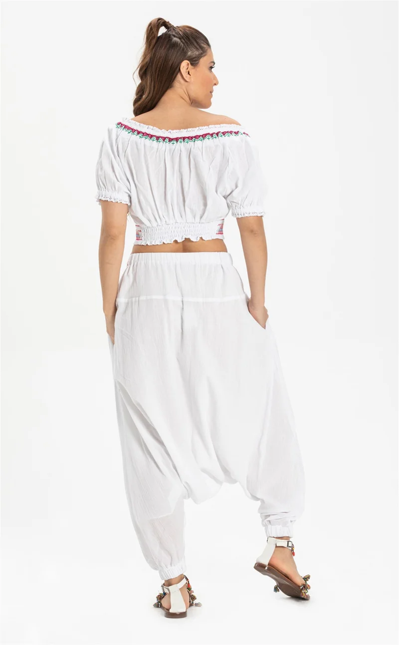 اليش شيل بيزي Short Sleeve Sile Cloth Latin Bustier White Byz