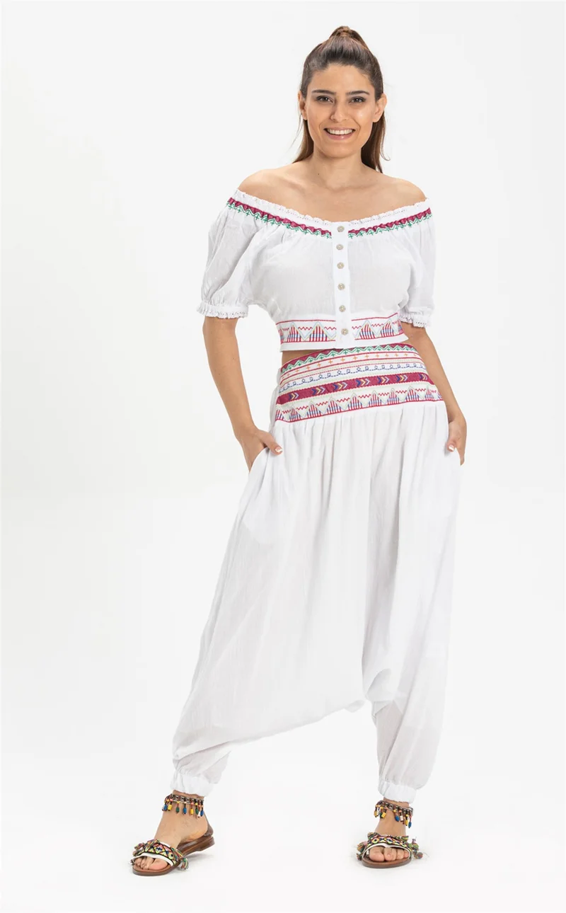 اليش شيل بيزي Short Sleeve Sile Cloth Latin Bustier White Byz