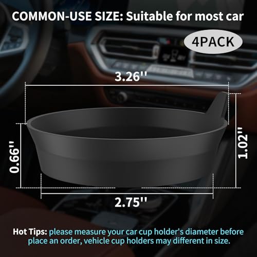 MTROYALDIA Car Cup Coaster, 4 Pieces Universal Non-Slip Cup Holders Embedded in Ornaments Coaster, Car Interior Accessories (Black) - Image 2