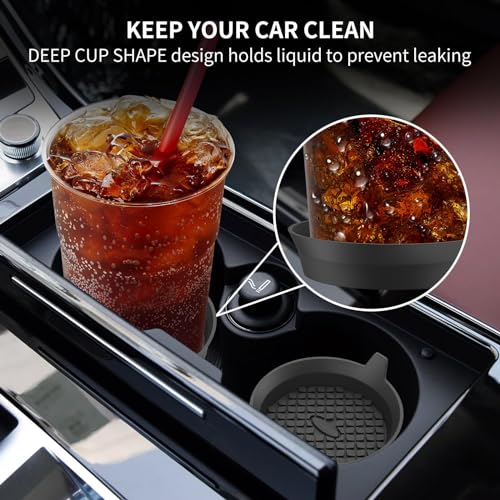 MTROYALDIA Car Cup Coaster, 4 Pieces Universal Non-Slip Cup Holders Embedded in Ornaments Coaster, Car Interior Accessories (Black) - Image 3