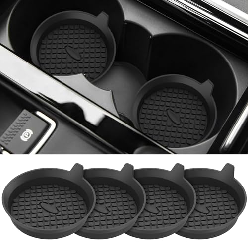 MTROYALDIA Car Cup Coaster, 4 Pieces Universal Non-Slip Cup Holders Embedded in Ornaments Coaster, Car Interior Accessories (Black) - Image 1